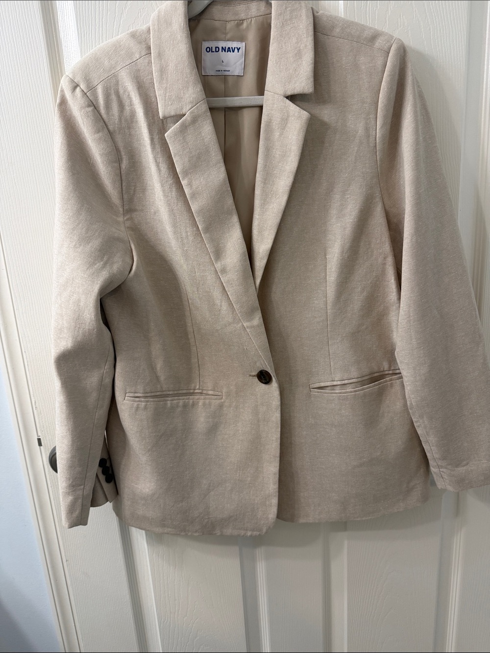 Old Navy Linen Blend Light TanSingle-Button Women's Blazer Size L